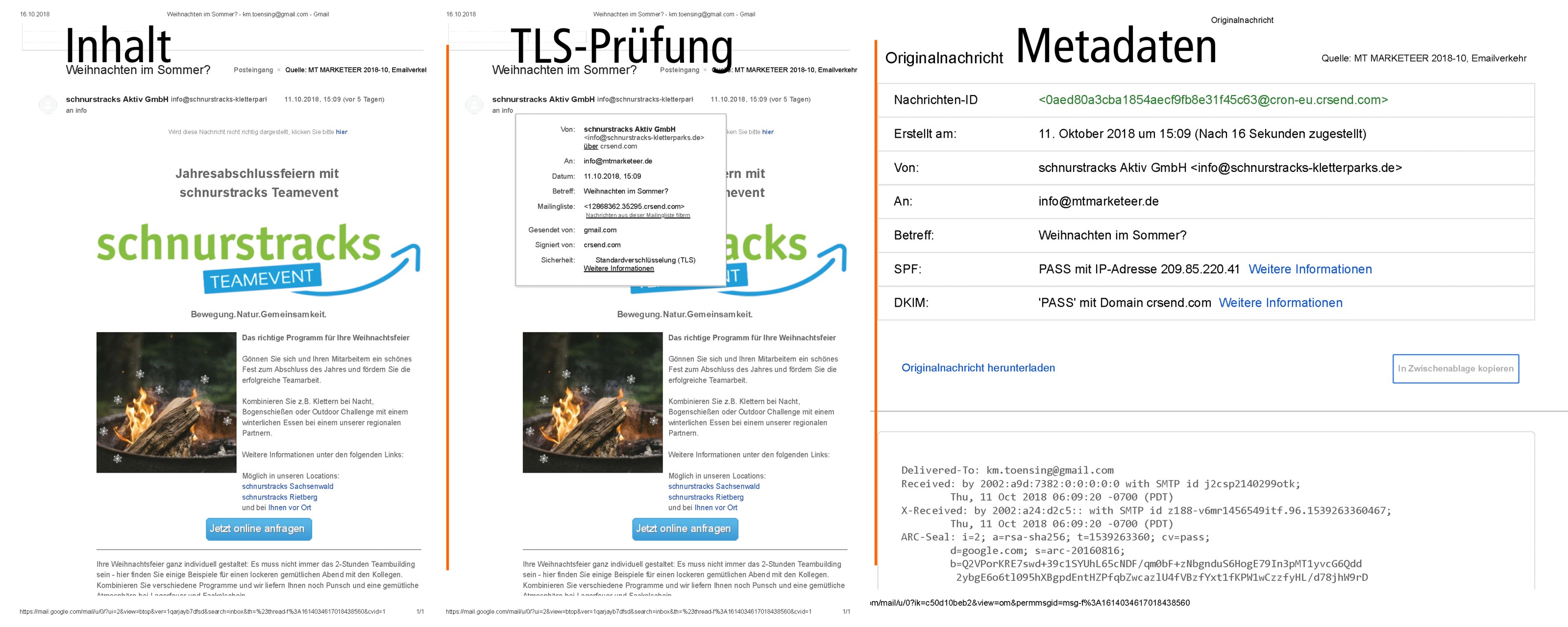 DS-DVO - Email, ein Beispiel E-Mails enthalten zusätzlich zu den Inhaltsdaten (d.h. dem Text der Mail und etwaigen Anhängen) auch Metadaten wie Absender und Empfänger, das Datum und den Betreff. Sowohl Inhalts- als auch Metadaten können personenbezogene Daten beinhalten. Daher sind bei der datenschutzrechtlichen Beurteilung beide Datenarten zu berücksichtigen. Quelle und (c): LDI.NRW.DE und MT MARKETEER, Michael Tönsing