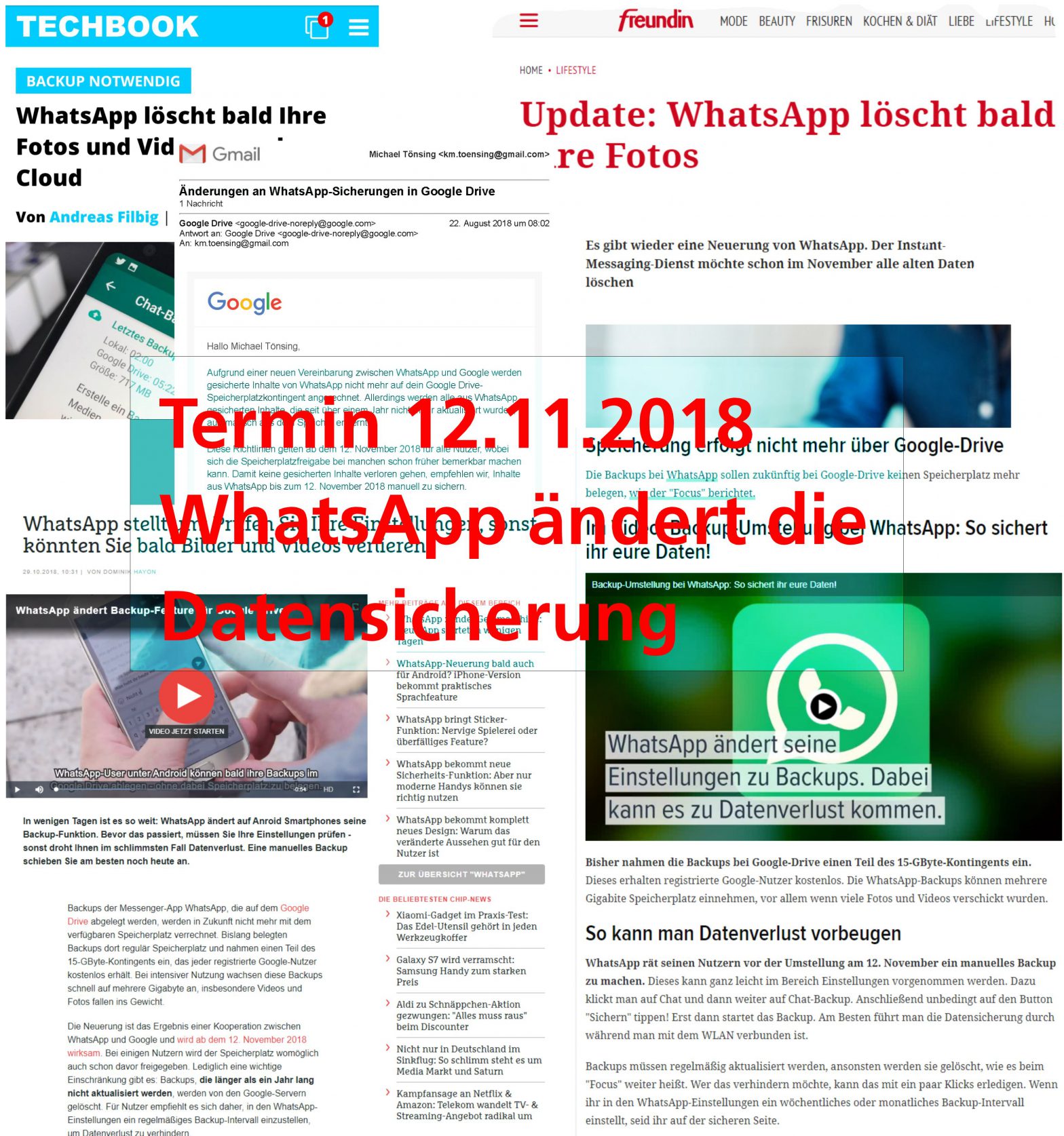 Bei WhatsApp ändern sich die Einstellungen zu den Backups. Ab 12. November 2018 ist alles anders. Vor diesem Datum empfehle ich, ein Backup zu erstellen.  MT MARKETEER 2018-10-30, Michael Tönsing