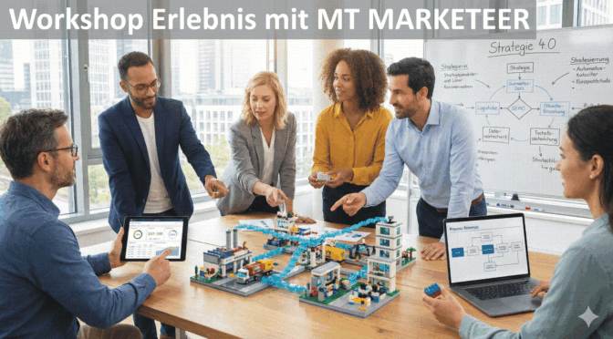 Workshop Erlebnis bei MT MARKETEER - Hybride Zusammenarbeit: Wir verbinden die Vorteile analoger Methoden mit digitalen Tools wie dem MTM-COHUB. So schaffen wir eine moderne Arbeitsumgebung für ortsunabhängige Kollaboration. Bild: Gemini-generiert / Composing MT MARKETEER