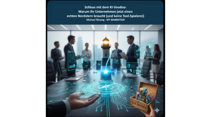 Schluss mit dem KI-Voodoo: Warum Ihr Unternehmen jetzt einen echten Nordstern braucht (und keine Tool-Spielerei) Bild: Gemini-generiert / Komposing MT MARKETEER